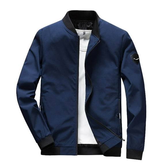 Cathalem Mens Jackets Lightweight Men's Slim Fit Lightweight Sportswear Jacket Casual Bomber Jacket (Dark Blue,L)