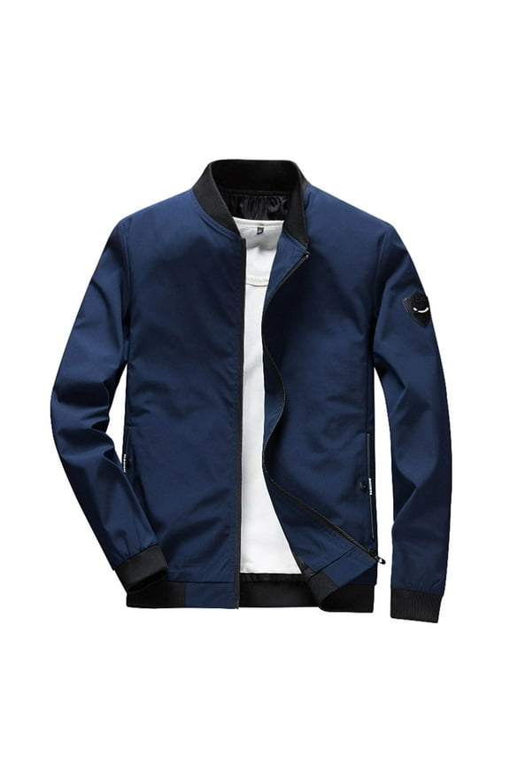 Mens Jackets Lightweight Men's Slim Fit Lightweight Sportswear Jacket Casual Bomber Jacket (Dark Blue,L)