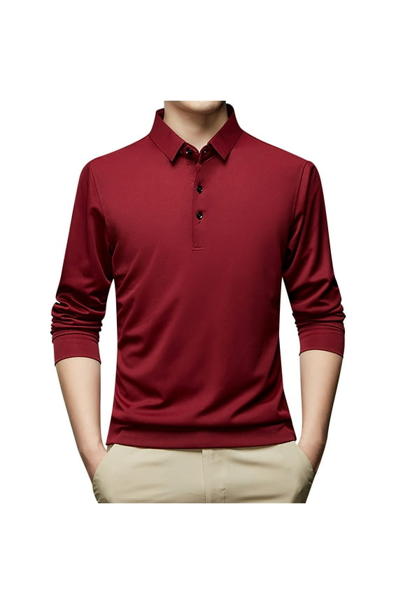 Mens Polo Shirts Long Sleeve Athletic olo Shirts for Men Long Sleeve Soft Collared Shirt(Bronze,XL)