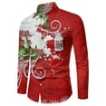 thumbnail image 1 of Cathalem Mens Shirt Adult Male Clothes Printed Button down Shirt Male Autumn and Winter Christmas Theme Long Sleeve Shirt Lapel All Print Button up (Red, L), 1 of 4