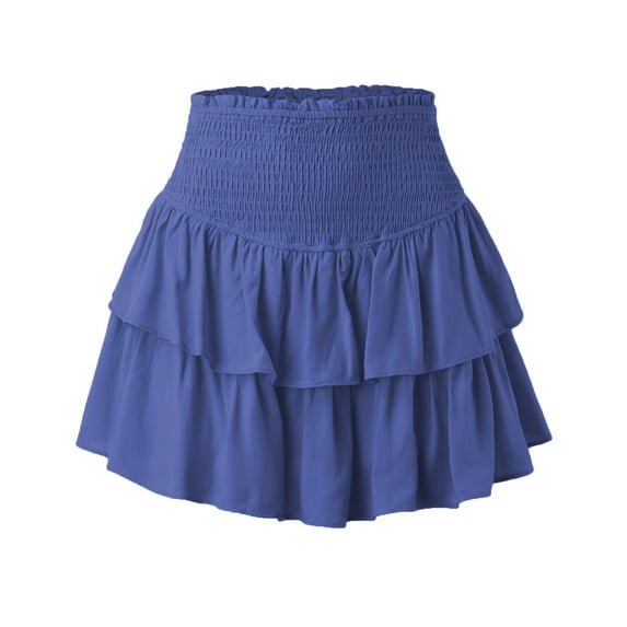 Cathalem Mini Skirts for Women Summer Womens Casual High Waist Mini Skirt Trendy(Blue,L)