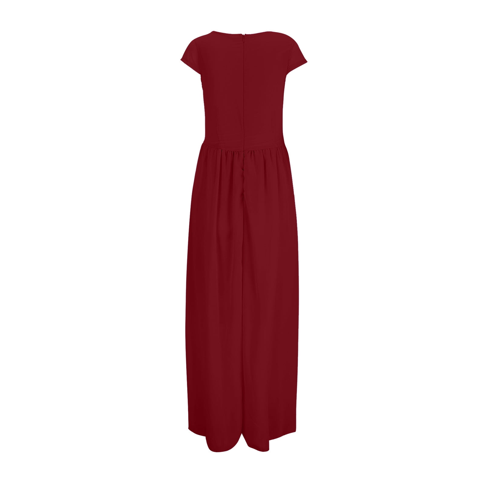 Cathalem Mother of The Bride Dress Women's V-Neck Solid Color Short Sleeve  Chiffon Waist Summer Dresses for Women Casual Beach Dress Red X-Large -  Walmart.com
