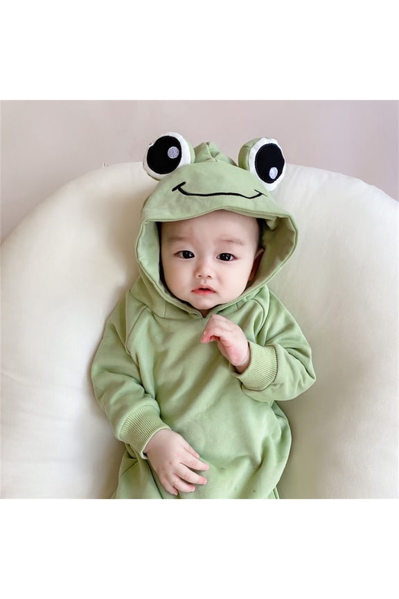 Neutral Baby Boy Clothes Baby Cute Animal Jumpsuit 3D Pajamas Long Sleeve Hooded Summer Baby Clothes Childrenscostume Green 12-18 Months