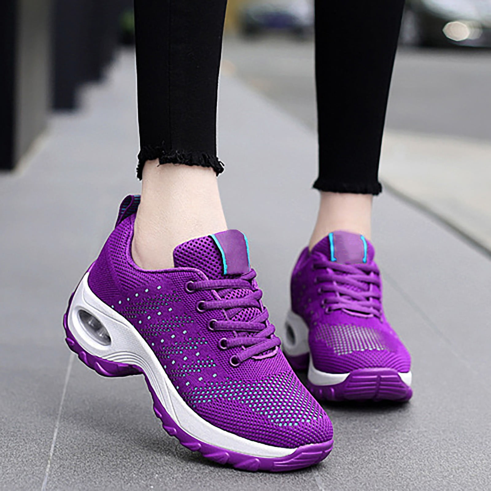 Cathalem Nice Design Women Ladies Breathable Mesh Air Cushion Mesh Casual  Lightweight Soft Bottom Shoes Womens Casual Comfort Purple 8 