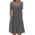 thumbnail image 1 of Cathalem O neck Shirt Dress for Women Ladies Loose Comfy Pockets Midi Dress Casual Baggy Tunic Dress(Black,XL), 1 of 7