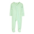 thumbnail image 1 of Cathalem Pajamas Baby Boys & Girls, Onesie with Mitten Long Sleeve Footed Pjs Light Green 0-3 Months, 1 of 9