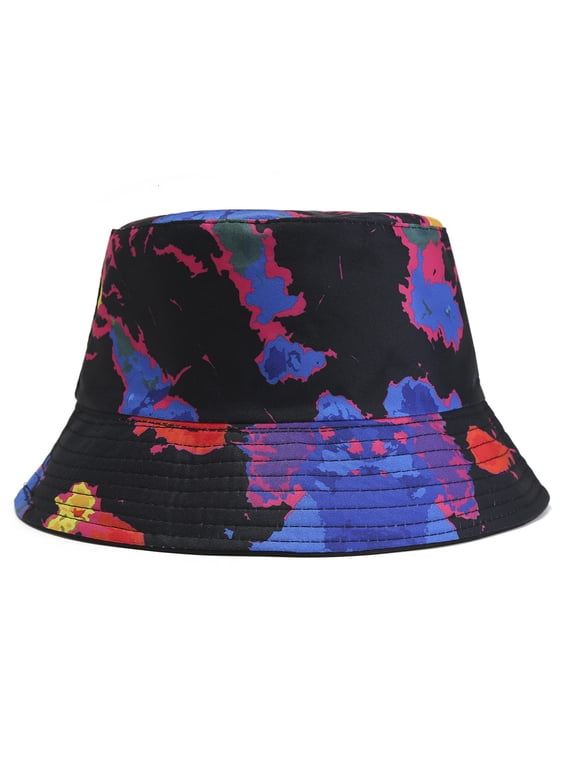 Party Outfit Men Women Summer Fashion Beach Adjustable Washable Cotton Bucket Hat Sun Hat Outdoors Bush Hat Waterproof Hat Blue One Size