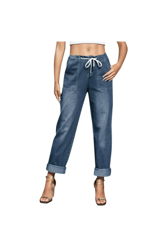 Plus Size Jeans For Women Petite Jeans for Women Mom Baggy Straight Leg Stretchy Boyfriend Trendy Trouser Denim Pants(Beige,XXL)