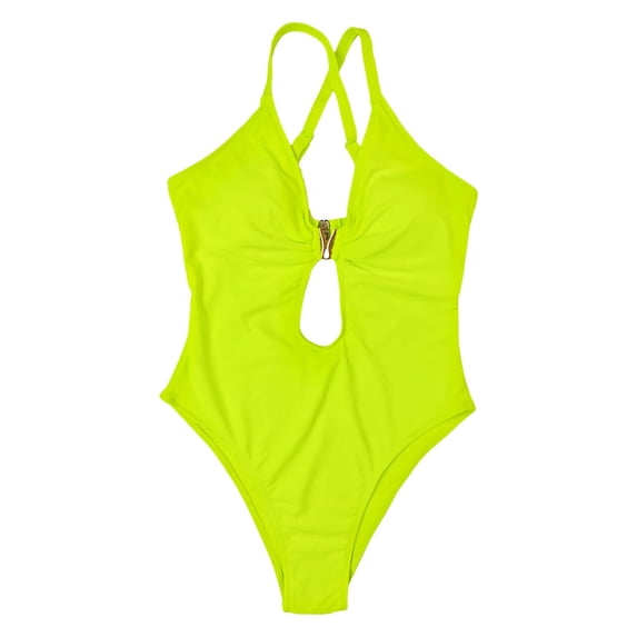 Cathalem Plus Size One Piece Swimsuit Tummy Control Women's One Piece Swimsuit Tummy Control Swimwear(Yellow,L)