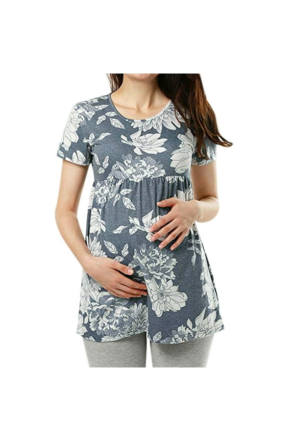 Pregnancy Fashion Clothes Womens Sleeve Maternity T Tunic Tops Casual Short Pregnant Shirt Maternity Shirts for Fall Shirt Grey Large