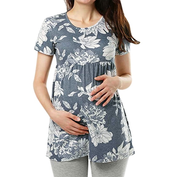Cathalem Pregnancy Fashion Clothes Womens Sleeve Maternity T Tunic Tops Casual Short Pregnant Shirt Maternity Shirts for Fall Shirt Grey Small