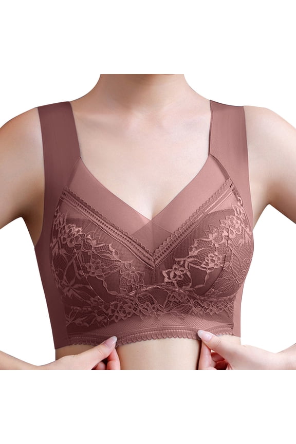 Push Up Comfortable Wireless Soft Bras Womens Bras Full Coverage(Red,L)