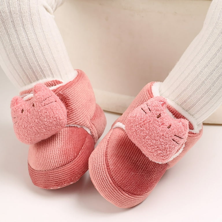 Cathalem Rhinestone Baby Girl Shoes Baby Girls Boys Cotton Booties Winter  Warm Name Brand Shoes Hot Pink 6 Months 