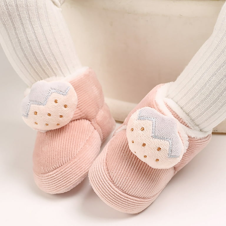 Cathalem Rhinestone Baby Girl Shoes Baby Girls Boys Cotton Booties Winter  Warm Name Brand Shoes Pink 12 Months 