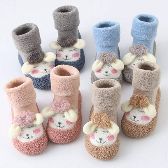 Cathalem Rite Shoes Baby Home Slippers Cute Warm House Slippers For Lined Winter Indoor Shoes Slip on Shoes Size 4 Khaki 12 Months