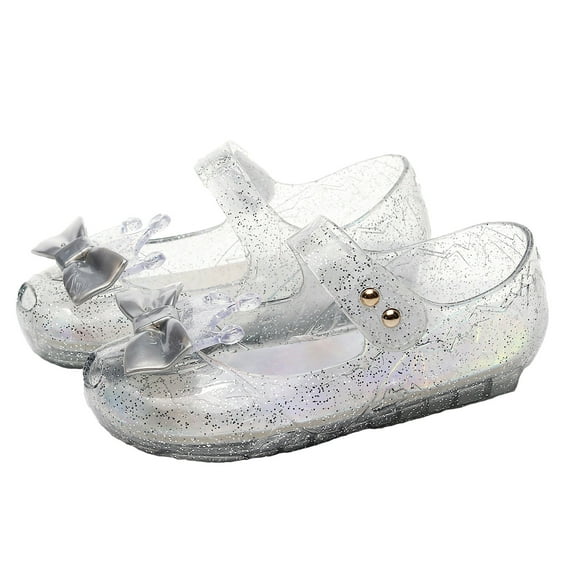 Cathalem Sandals Girls Girls Sandals Flat Sandals Dress Pump Ankle Princess Flower Shoes Toddler/Little Kid/Big Kid (Silver,9)