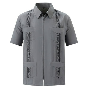 Cathalem Shirts for Men Mens Shirt Casual Short Sleeve Button Down Shirts Summer Beach Tops(Gray,XL)