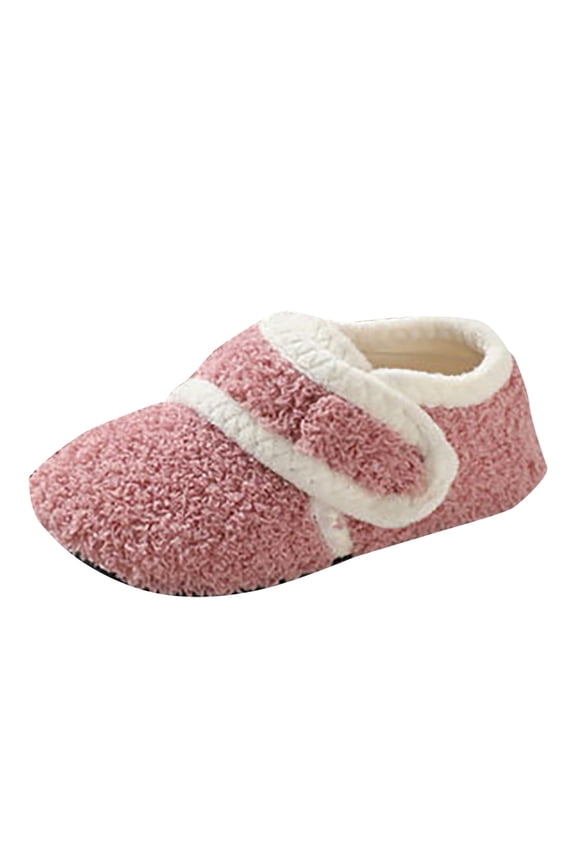 Shoes Girls Big_Kid Female Big House Kid Soft Sole Boots Fashion Warm Baby Toddler Cotton Boots Girls House Slippers Size 11 Pink 26