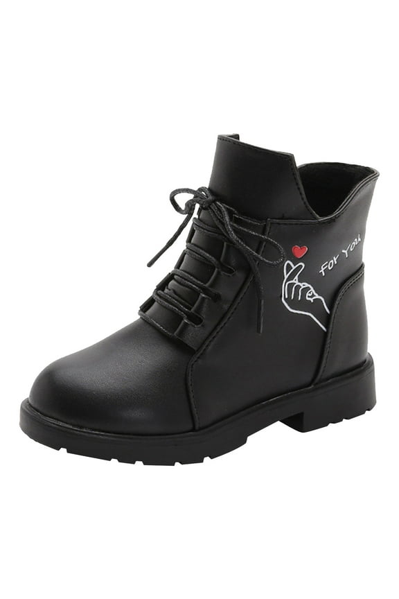 Shoes Girls Big Kid Female Kids Rubber Boots and Winter Big Children Plus Warm Girls Casual Shoes Snow Boots Girls Boots Size 2 Big Kid Black 4