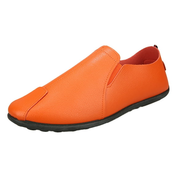 Cathalem Shoes Men Adult Male Men Size 12 New Casual Shoes Slip Flat Round Toe Breathable Slip On Lazy Leisure Mens Business Casual Shoes Slip on Orange 10