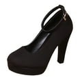 thumbnail image 1 of Cathalem Shoes Women Adult Female Size 13 Heels for Women High Heels Mary Jane Shoes Square Toe Shallow Cut Single plus Size High Heels for Women Wide Black 7.5, 1 of 7