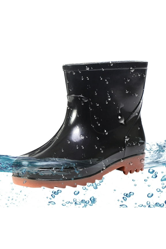 Short Dress Boots Men Man Short Rubber Rainboots Waterproof Rubber Boots For Garden Man Rain Winter Boots for Men Brown 9.5