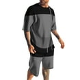 thumbnail image 1 of Cathalem Short Sets Men 2 Piece Outfits Vacation Men's Short Sleeve Tees Outfit Casual Sport T-Shirts Tracksuit Beach Vacation(Gray,XXXL), 1 of 5
