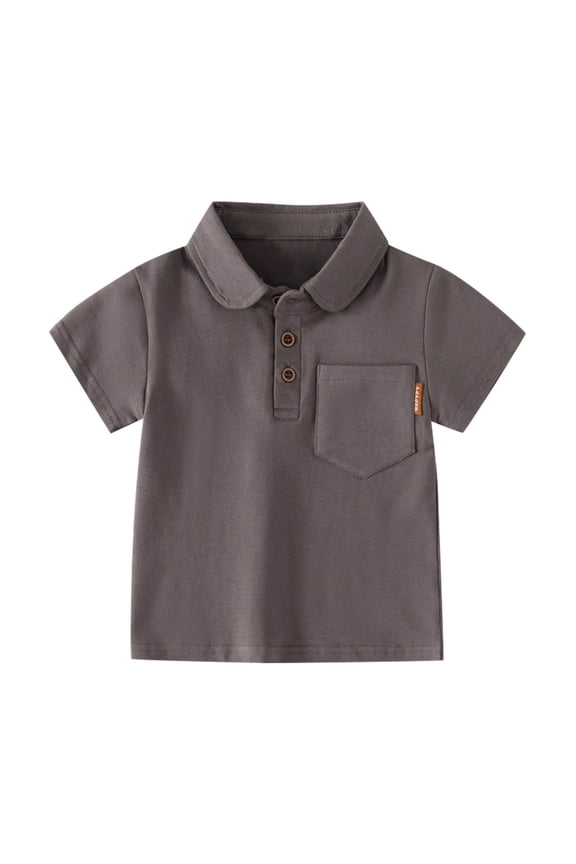 Short Sleeve Polo Shirts Boys, School Uniform Shirt, Button Closure,Size 4-5 Years(Coffee)