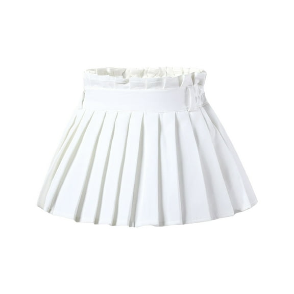 Cathalem Skirt for Kids Little Big Girls' High Waist Knitted Flared Pleated Skirt Casual (White,6-7 Years)