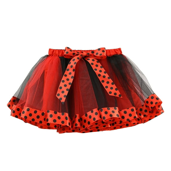 Cathalem Skirt for Kids Tutu Skirt Girls Elastic Ballet Dance Skirts 5 Layers Tulle Tutu for Toddler Kid Children (Red,M)