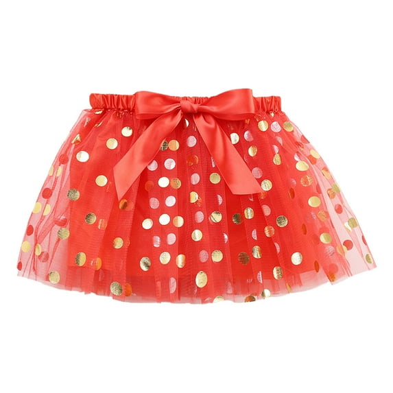 Cathalem Skirt for Kids Tutu Skirt Girls Elastic Ballet Dance Skirts 6 Layers Tulle Tutu for Toddler Kid Children (Red,L)