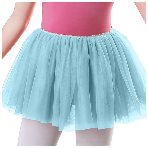 Cathalem Skirts for Girls Girls Tutu Skirt Elastic Tulle Stripe Skirt (Sky Blue,5-8 Years)