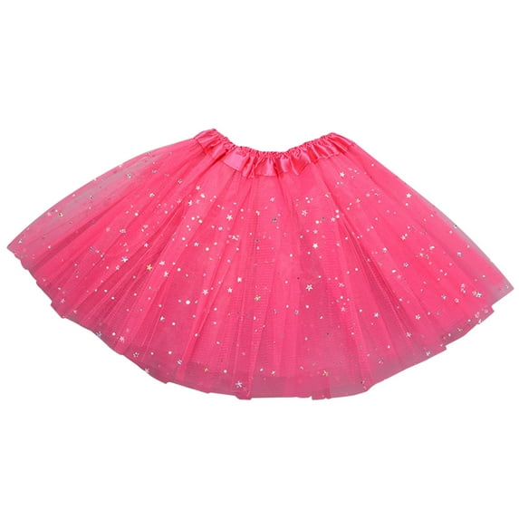 Cathalem Skirts for Girls Toddler Girls Layered Tutu Skirt Sparkling Sequin Tulle Dance Skirts (Hot Pink,2-8 Years)
