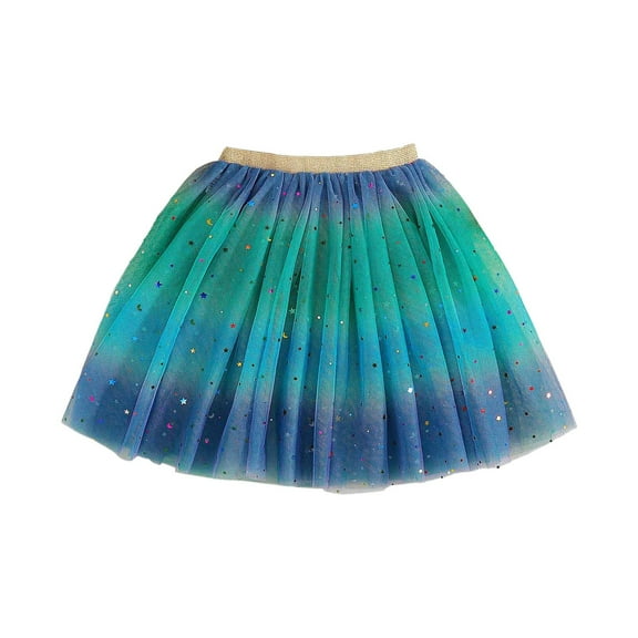Cathalem Skirts for Kids Girls Metallic Skater Skirts Shiny Flared Holographic (Green,3-4 Years)