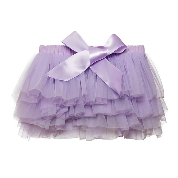 Cathalem Skirts for Kids Girls Tutu Skirt Elastic Tulle Stripe Skirt (Light Purple,XL)