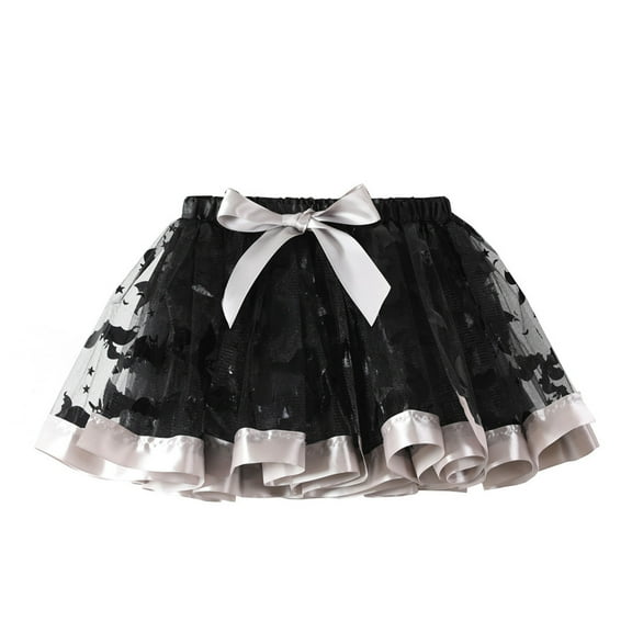 Cathalem Skirts for Kids Tutu Skirt Girls Elastic Ballet Dance Skirts 3 Layers Tulle Tutu for Toddler Kid Children (Black,4-6 Years)
