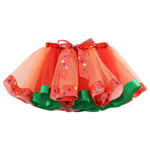 Cathalem Skirts for Kids Tutu Skirt Girls Elastic Ballet Dance Skirts 7 Layers Tulle Tutu for Toddler Kid Children (Orange,L)