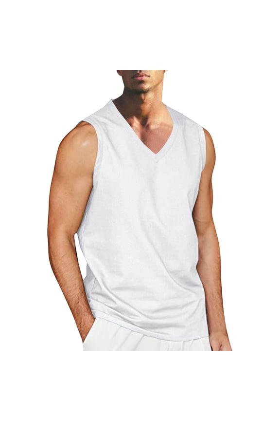 Sleeveless Shirts for Men Big And Tall Stringer Bodybuilding Gym Tank Tops Sleeveless Workout Shirt Fitness Vest for Men(White,S)
