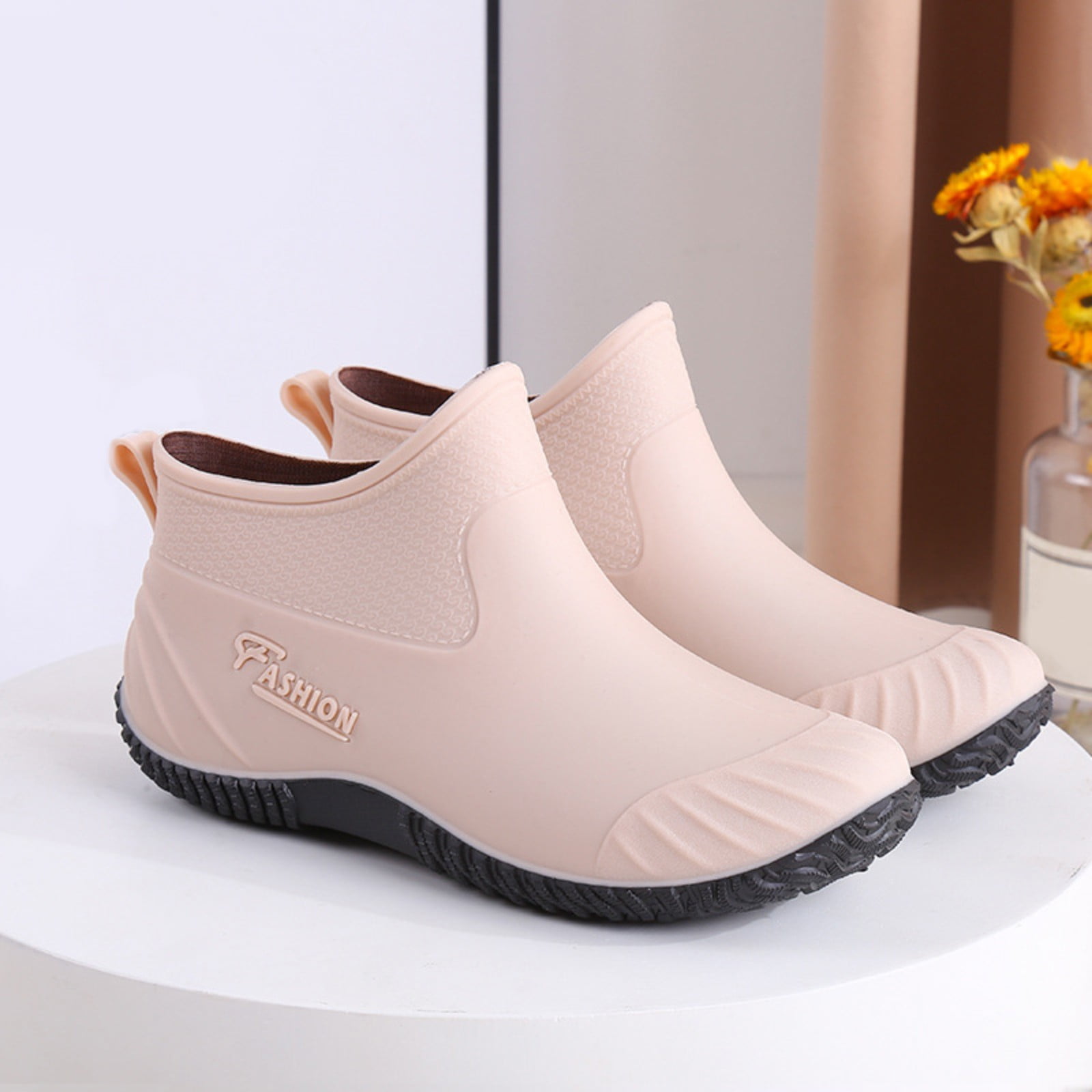 Cathalem Slip Boots for Women Fashion Woman Rain Shoes Outdoor Waterproof Women's Ankle Garden Boots Shoes Rain Boots Men Size 6 Khaki 7.50