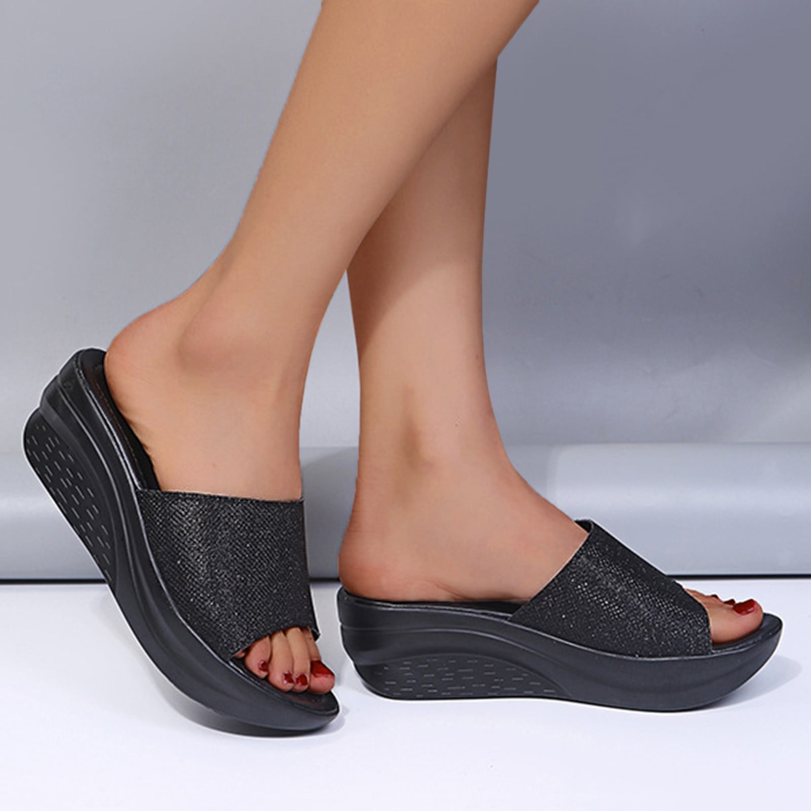 Cathalem Slip on Wedge Sandals for Women Size 9 Womens Slippers