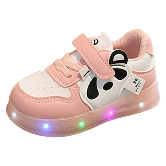 Cathalem Sneakers for Girls Toddler Girl Shoes Light Up Slip-Resistant, Round Toe (Pink,10.5)