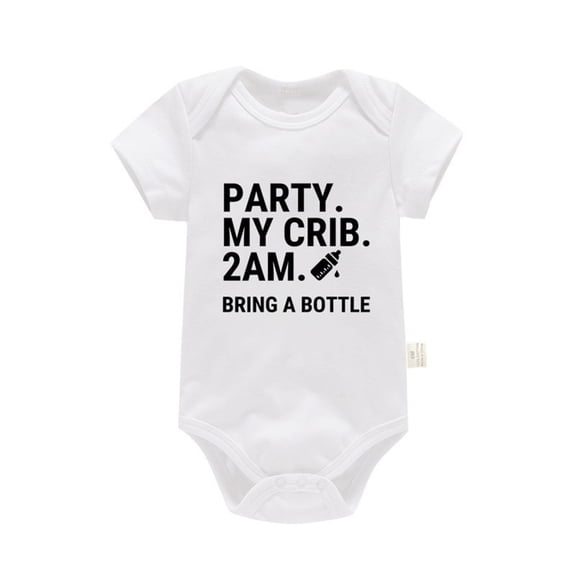 Cathalem Summer Baby Boy Clothes Newborn Baby Short Sleeve Bodysuit Cotton One-Piece Baby Clothes (White,6-9 Months)