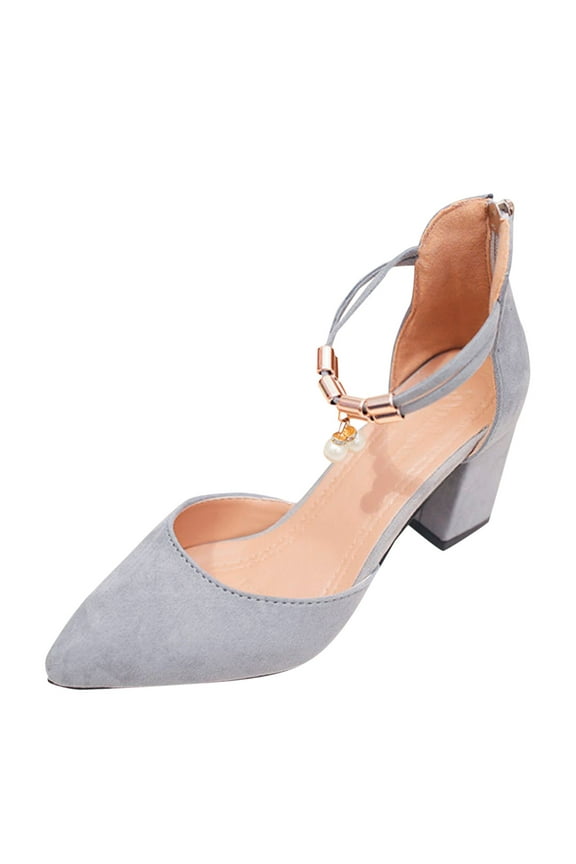 Summer Shoes Pointed Toe Pumps Dress Shoes High Heels Boat Women Wedding Shoes Grey 38