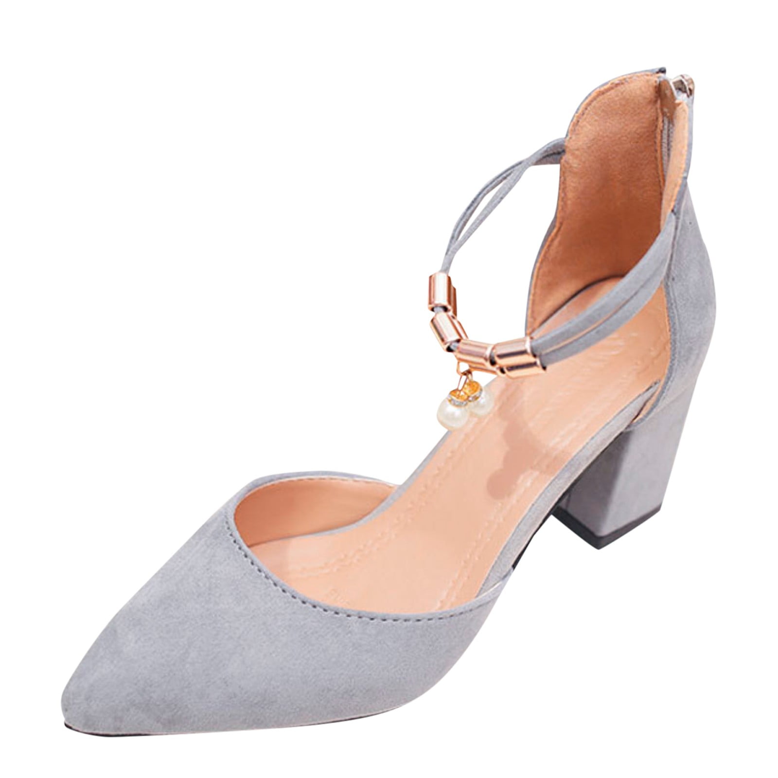 Summer Shoes Pointed Toe Pumps Dress Shoes High Heels Boat Women Wedding Shoes Grey 39