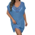 thumbnail image 1 of Cathalem Swim Suit Coverup for Women Beach Swimwear Crochet Cover up (Blue,One Size), 1 of 5
