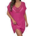 thumbnail image 1 of Cathalem Swim Suit Coverup for Women Beach Swimwear Crochet Cover up (Hot Pink,One Size), 1 of 5