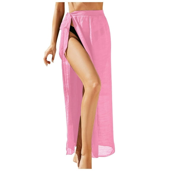 Cathalem Swim Suit Coverup for Women, V-Neck Swimsuit Coverup for Poolside, Seaside and Party (Red,One Size)