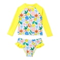 thumbnail image 1 of Cathalem Swimsuit Girls Girls Rash Guard Sets Long Sleeves Swimsuit 2 Pieces Tankini Bathing Suit Swimwear for Girls (Yellow,3-4 Years), 1 of 5
