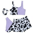 thumbnail image 1 of Cathalem Swimsuit Girls Girls Short Sleeve Rash Guard Set Tankini Colorful Bathing Suits Hawaiian Summer Beachwear (Purple,10-12 Years), 1 of 6