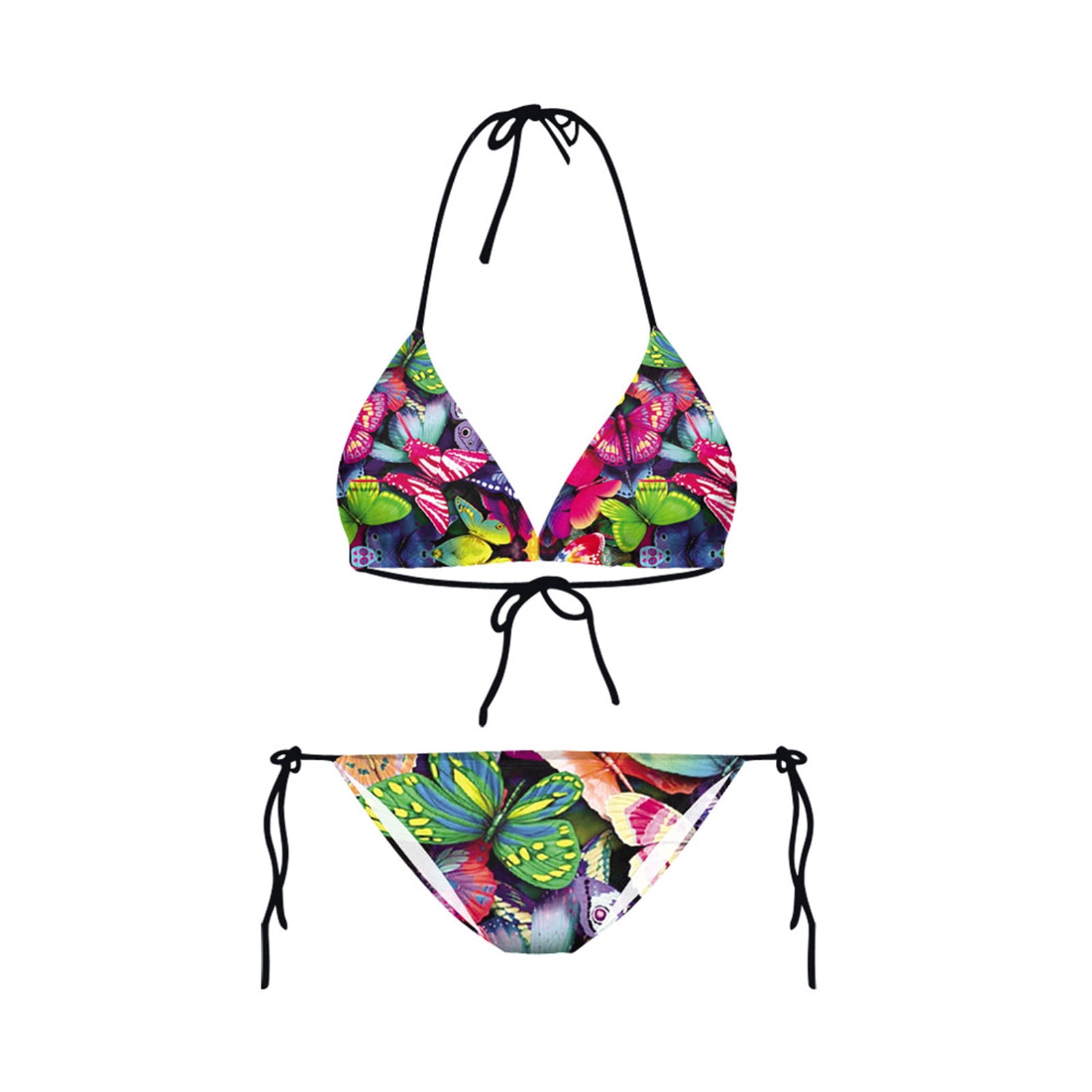 Verdusa Women's 2 Piece Bathing Suit Metallic Swimwear Halter String Triangle Bikini Sets 5779077 14y0ow